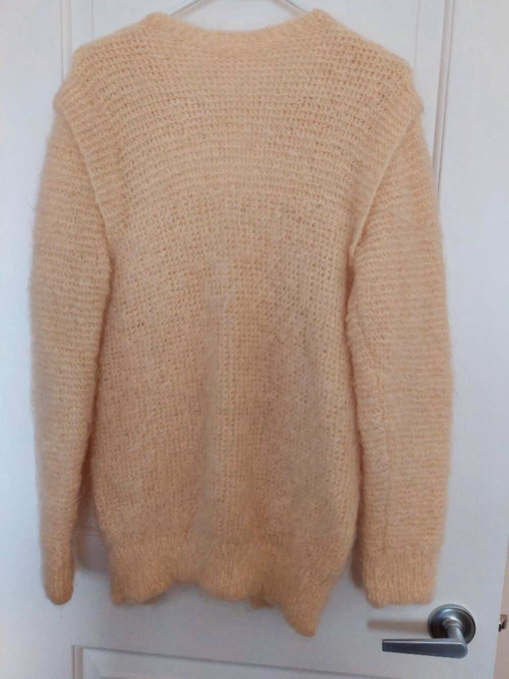 Vintage Handmade Mohair Open-Front Cardigan - Fluffy Cream/ Beige - Size:Medium - Picture 3 of 5